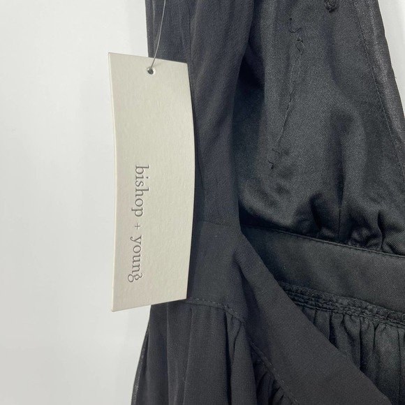 BISHOP + YOUNG BLACK PLUNGING NECKLINE FLOWY SILHOUETTE MAXI DRESS MEDIUM - Picture 4 of 6
